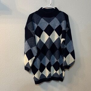 Private Eyes Knit Sweater in Blue and Gray